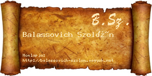 Balassovich Szolón névjegykártya